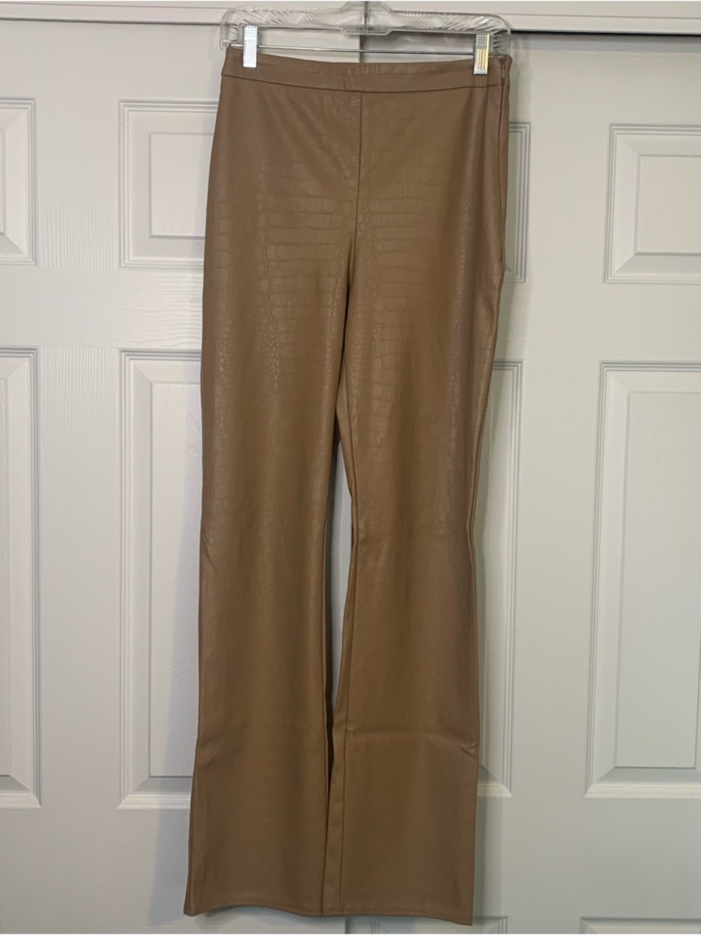 ASOS Tan Faux Leather Croc-Embossed Trouser Pants